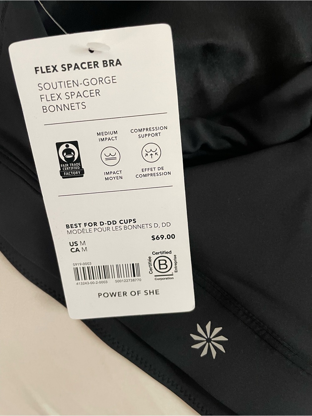 NWT Athleta Flex Space Sports Bra in Black Size M D-DD - Picture 7 of 9